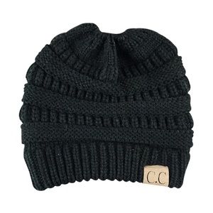 NEW CC Black Ponytail Beanie